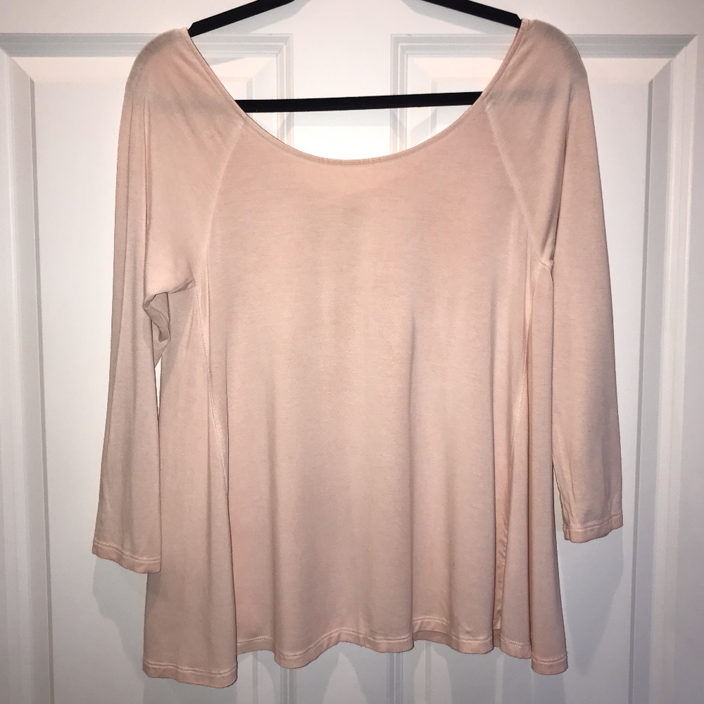 American Eagle Light Pink Flowy Scoop Neck Blouse Cross Back